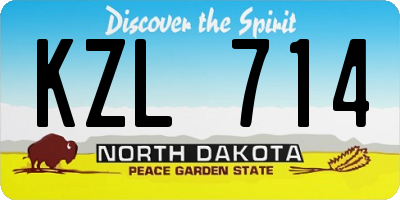 ND license plate KZL714