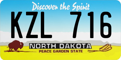 ND license plate KZL716