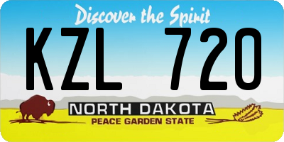 ND license plate KZL720