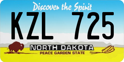 ND license plate KZL725