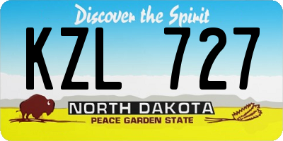 ND license plate KZL727
