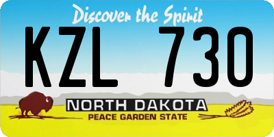 ND license plate KZL730
