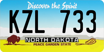ND license plate KZL733