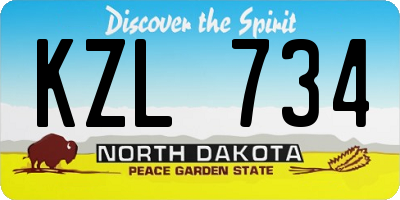 ND license plate KZL734