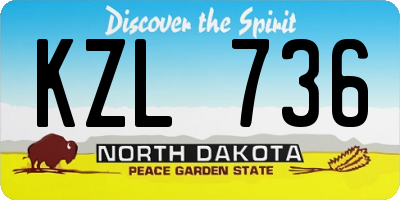 ND license plate KZL736