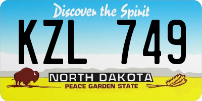ND license plate KZL749