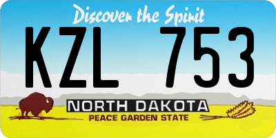 ND license plate KZL753