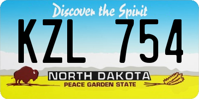 ND license plate KZL754