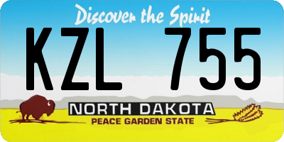 ND license plate KZL755