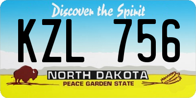 ND license plate KZL756