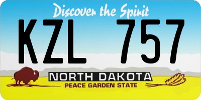 ND license plate KZL757