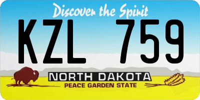 ND license plate KZL759