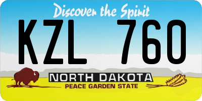 ND license plate KZL760