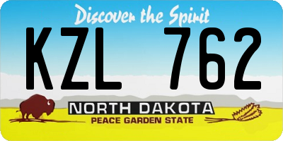 ND license plate KZL762