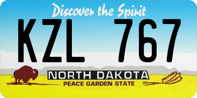 ND license plate KZL767