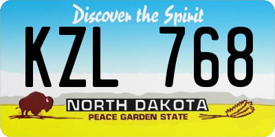 ND license plate KZL768
