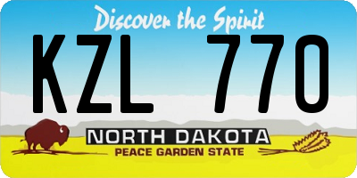 ND license plate KZL770