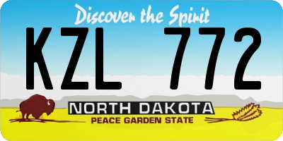 ND license plate KZL772