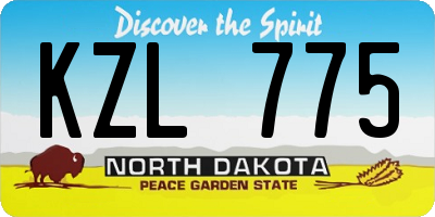 ND license plate KZL775