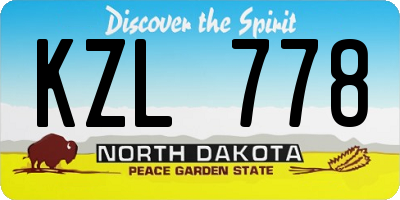 ND license plate KZL778