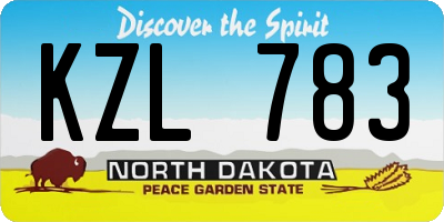 ND license plate KZL783