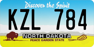 ND license plate KZL784