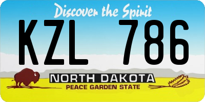 ND license plate KZL786