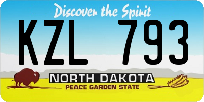 ND license plate KZL793