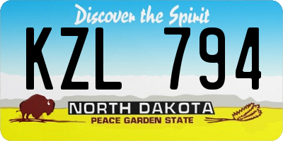 ND license plate KZL794