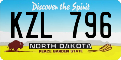 ND license plate KZL796
