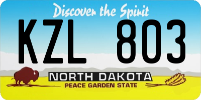 ND license plate KZL803