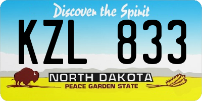ND license plate KZL833