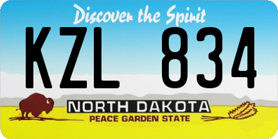 ND license plate KZL834