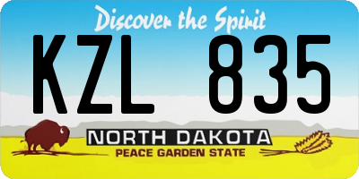 ND license plate KZL835