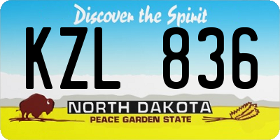 ND license plate KZL836