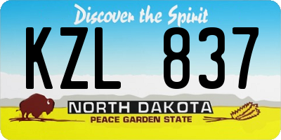 ND license plate KZL837