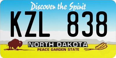 ND license plate KZL838