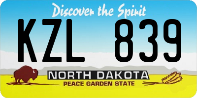 ND license plate KZL839