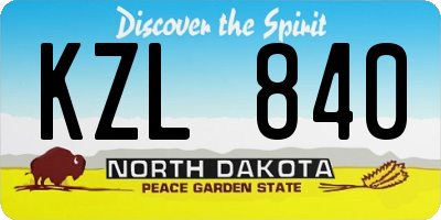 ND license plate KZL840
