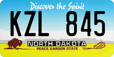 ND license plate KZL845