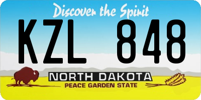 ND license plate KZL848