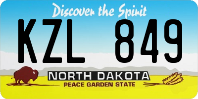 ND license plate KZL849