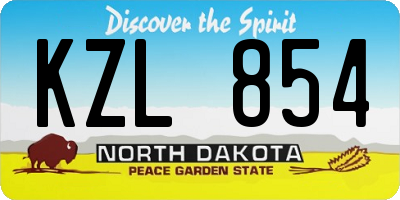 ND license plate KZL854