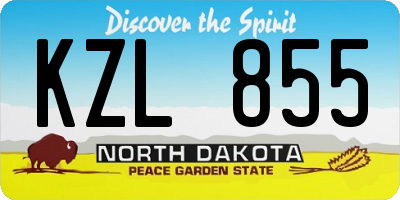 ND license plate KZL855