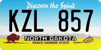 ND license plate KZL857
