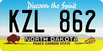 ND license plate KZL862