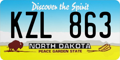 ND license plate KZL863