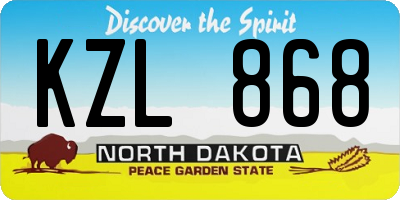 ND license plate KZL868
