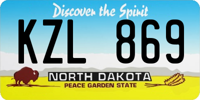 ND license plate KZL869