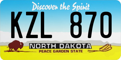 ND license plate KZL870